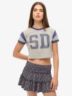 Superdry Tiered Jersey Mini Skirt, Navy, Navy
