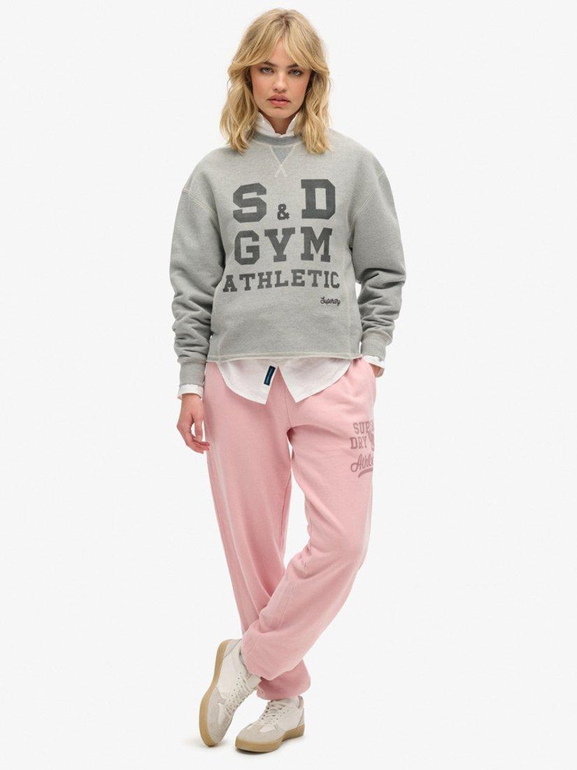 Product image 1 of 6, which shows Superdry Vintage Washed Graphic Joggers, Soft Pink, 12