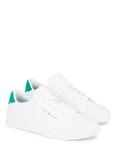 Tommy Hilfiger Low Top Leather Trainers, White/Olympic Green