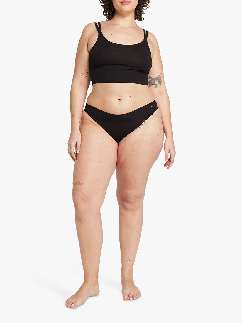 Product image 2 of 5, which shows Nudea The Mini Organic Cotton Briefs, Pack of 3, Black, XS