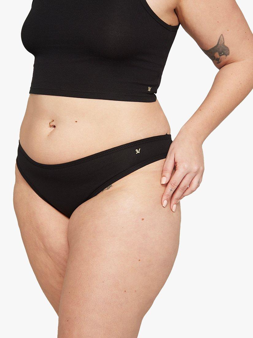 Product image 1 of 5, which shows Nudea The Mini Organic Cotton Briefs, Pack of 3, Black, XS