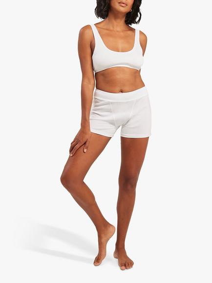 Nudea The Dipped Front Organic Cotton Blend Bralette, White