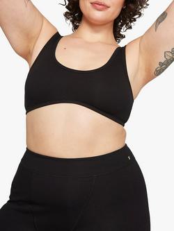 Nudea The Dipped Front Organic Cotton Blend Bralette, Black