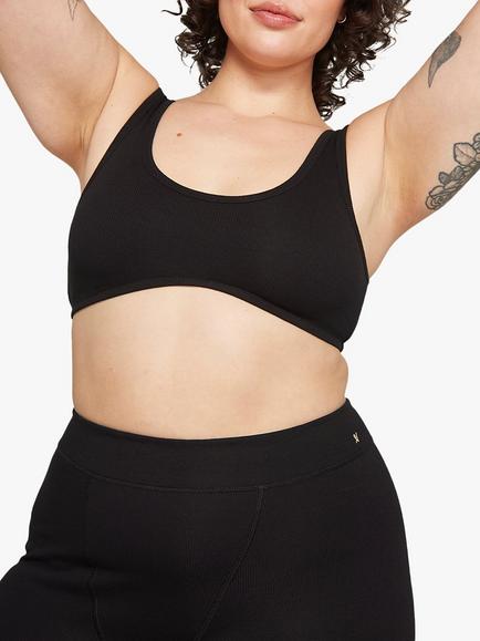 Nudea The Dipped Front Organic Cotton Blend Bralette, Black