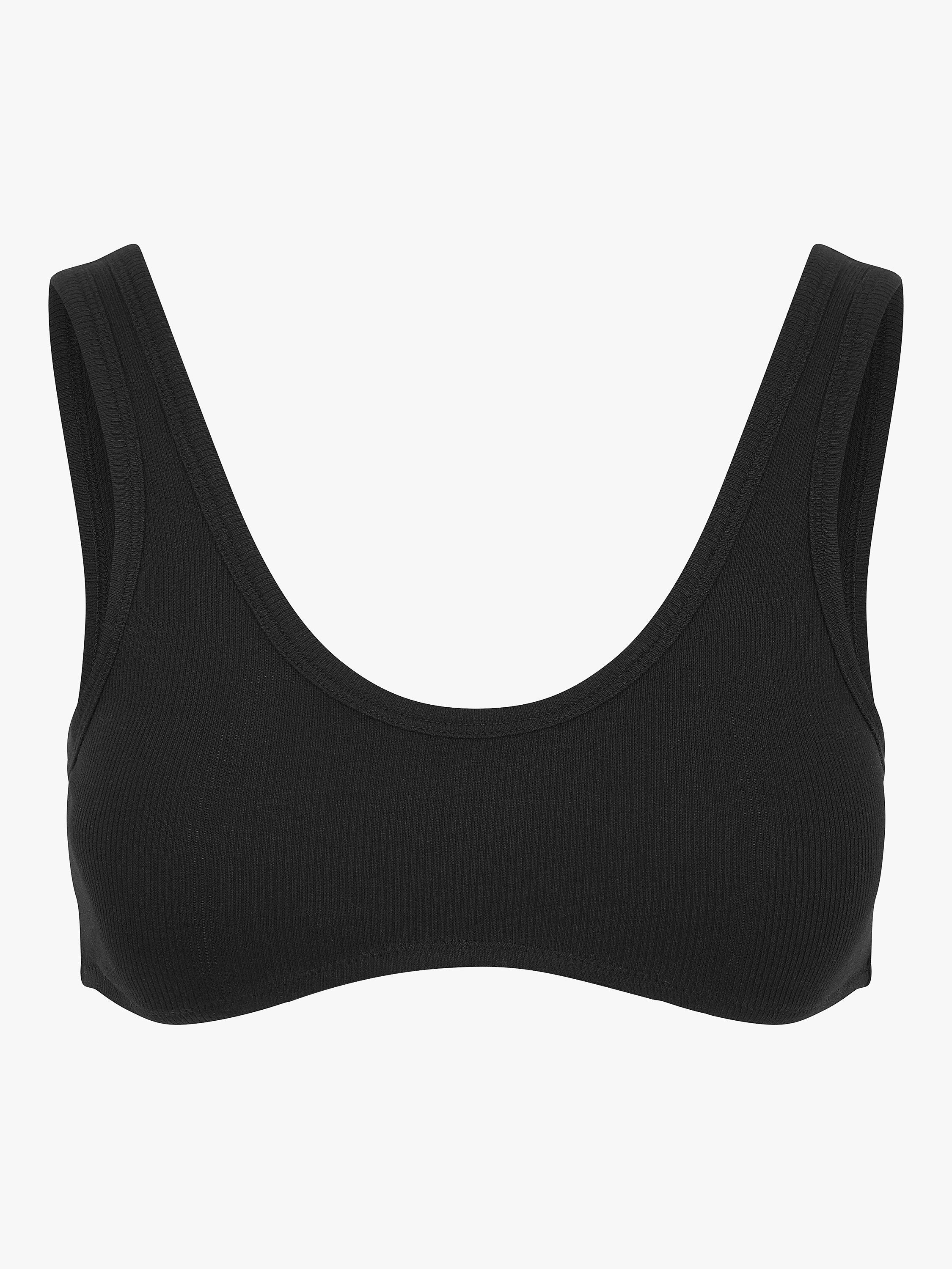Product image 4 of 4, which shows Nudea The Dipped Front Organic Cotton Blend Bralette, Black, XS
