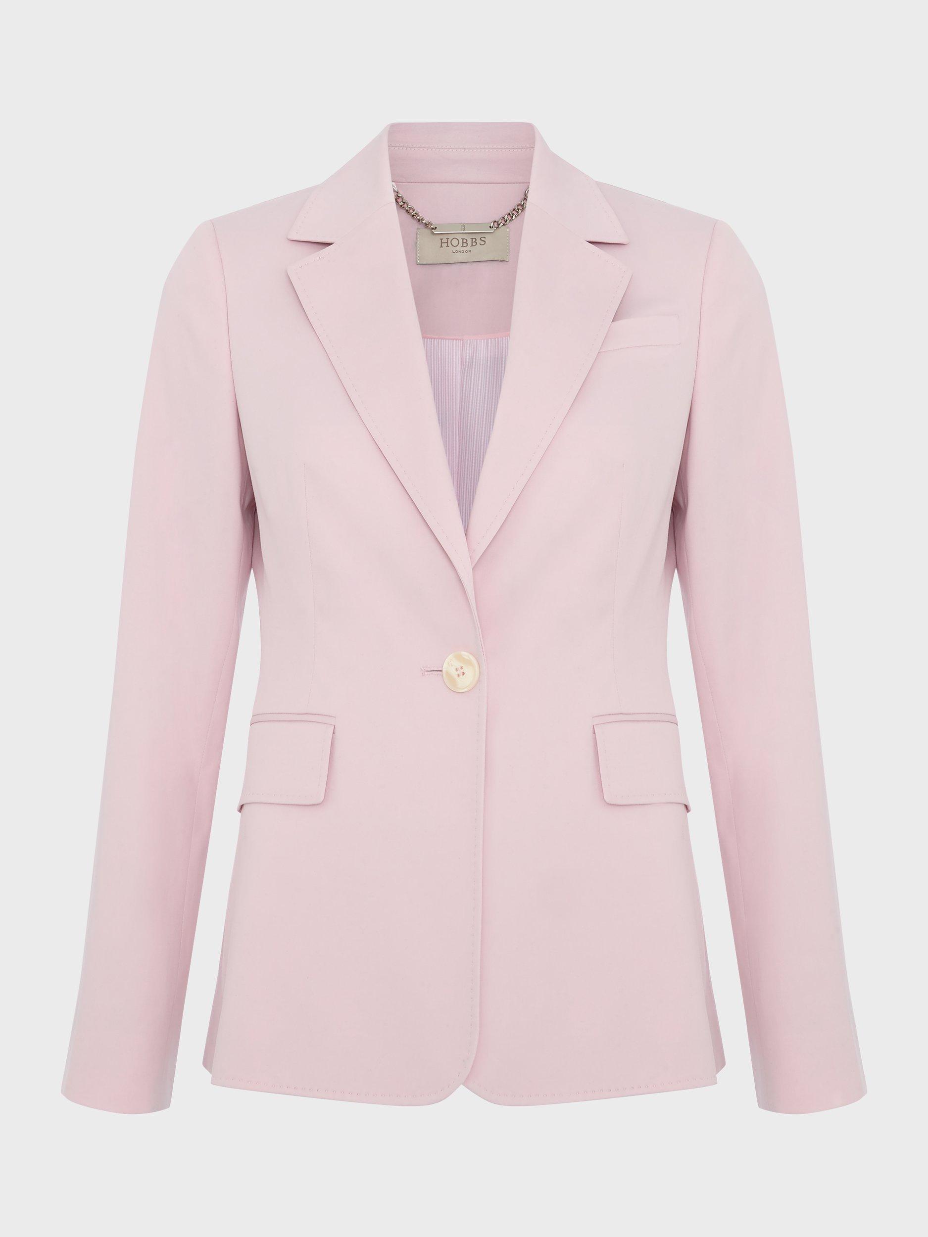 Product image 5 of 5, which shows Hobbs Blake Cotton Blazer, Pale Pink, 8