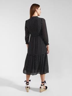Hobbs Annalise Polka Dot Midi Tiered Dress, Navy/Ivory - view 2, Navy/Ivory