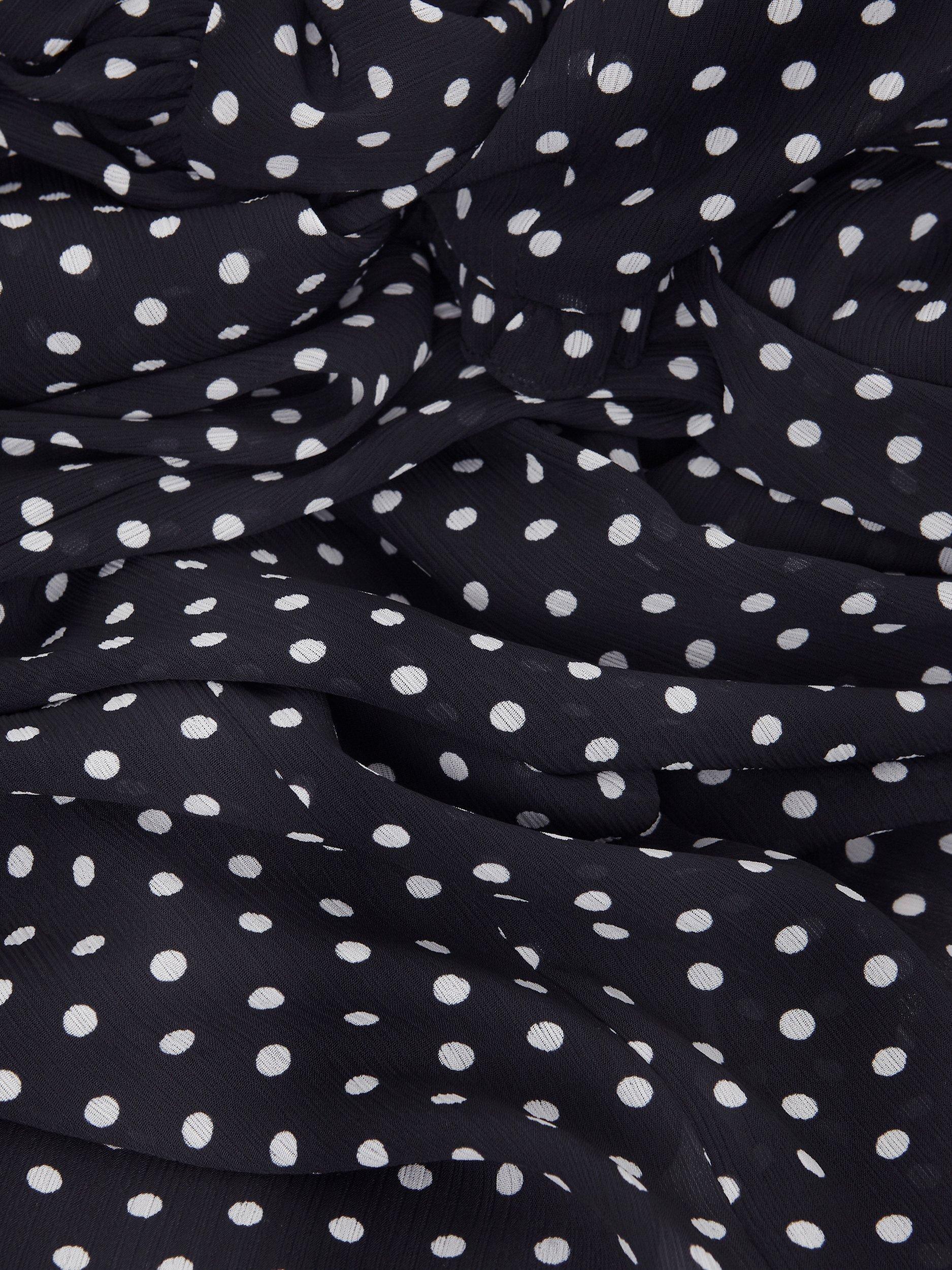 Product image 8 of 8, which shows Hobbs Annalise Polka Dot Midi Tiered Dress, Navy/Ivory, 6