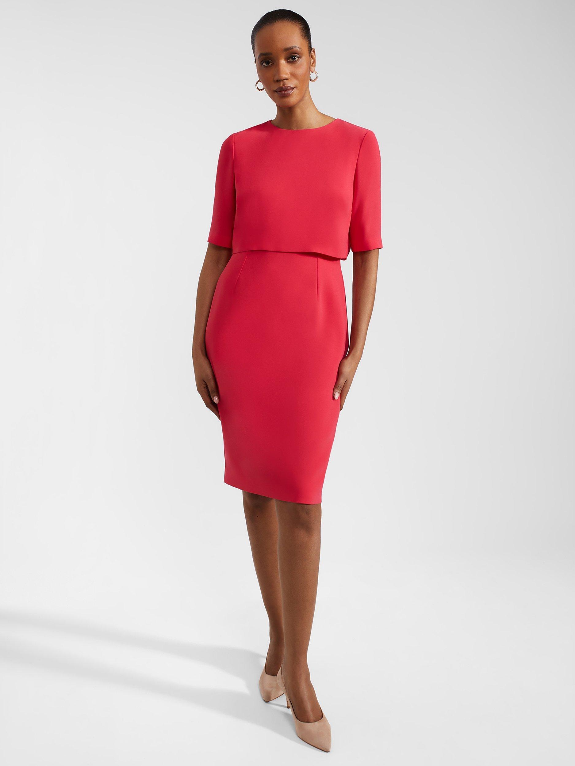 Product image 1 of 5, which shows Hobbs Penelope Sheath Dress, Rouge Pink, 8