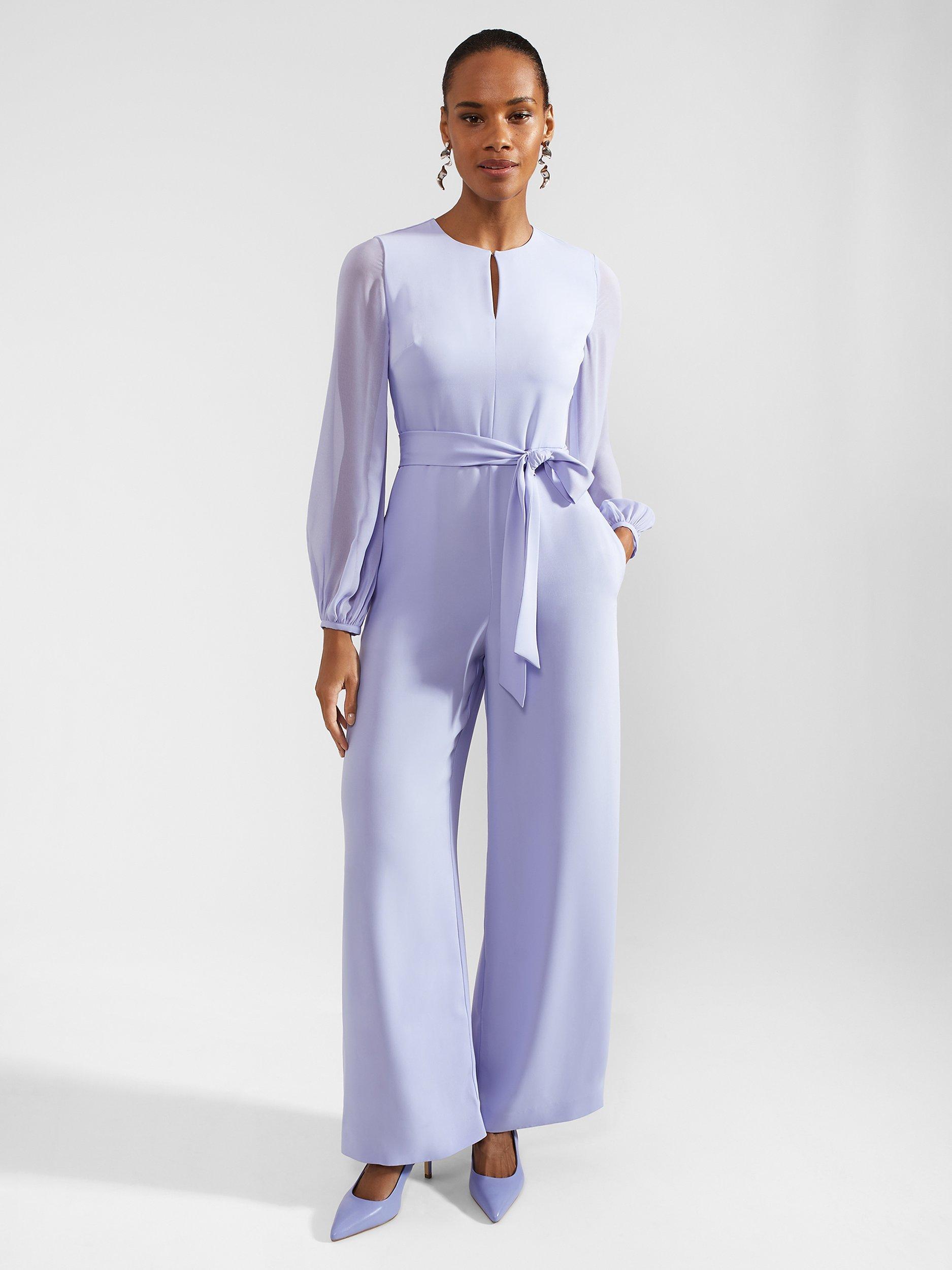 Hobbs Vivian Sheer Sleeve Jumpsuit Blue Skies