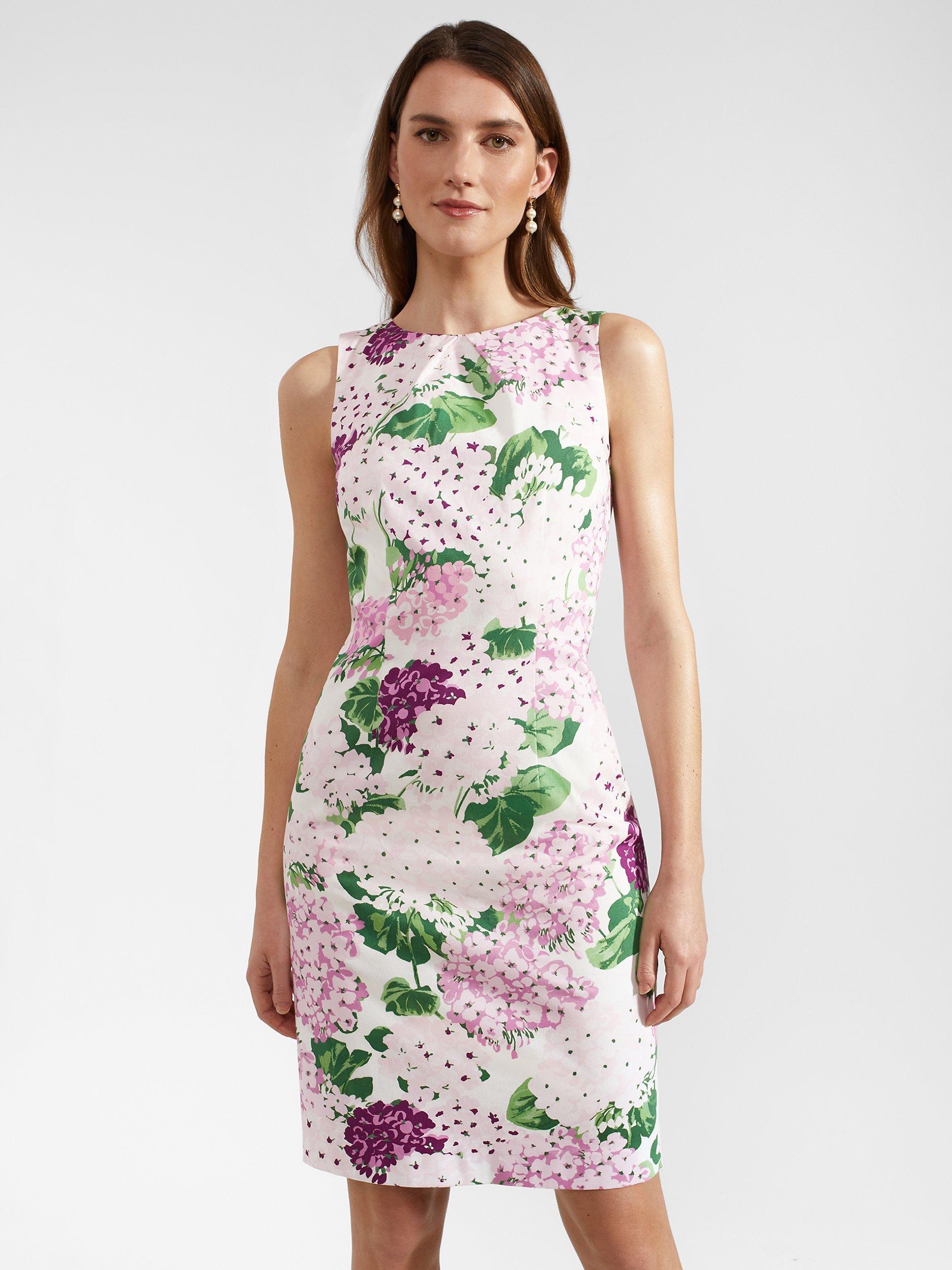 Product image 1 of 5, which shows Hobbs Fiona Floral Print Shift Dress, Ivory/Multi, 10
