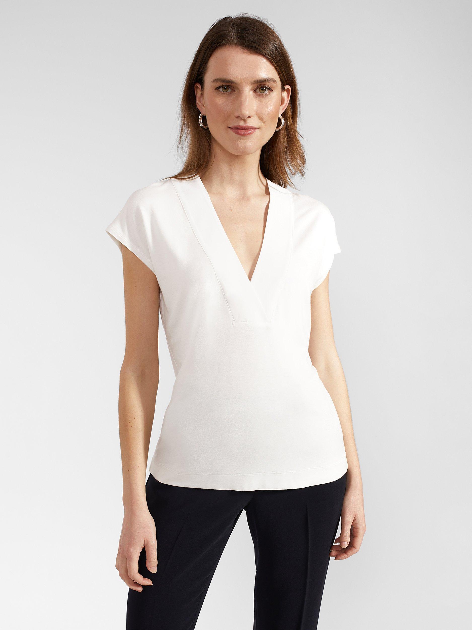 Hobbs Jonie V-Neck Cap Sleeve Top, Ivory