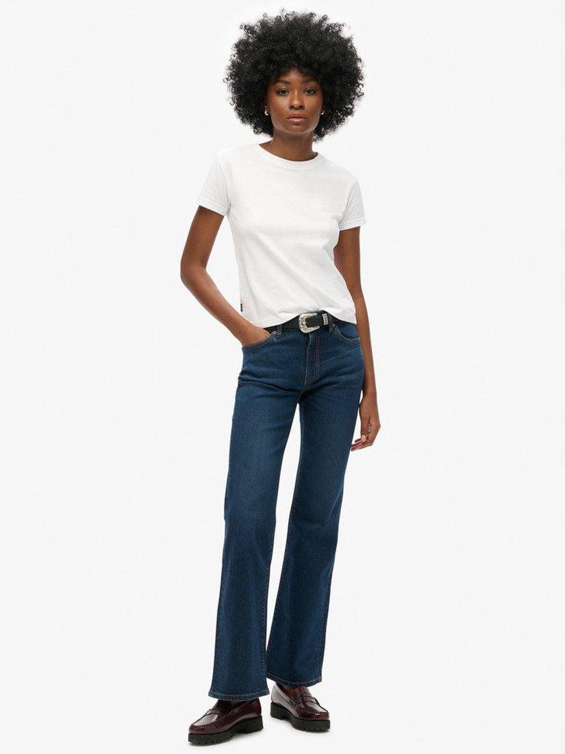 Product image 1 of 8, which shows Superdry Organic Cotton Mid Rise Slim Flare Jeans, Van Dyke Mid Used, W34/L30