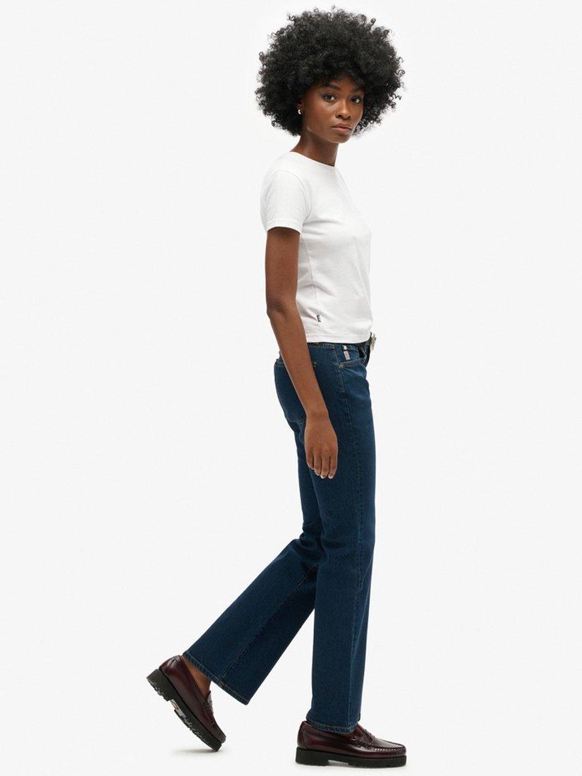 Product image 2 of 8, which shows Superdry Organic Cotton Mid Rise Slim Flare Jeans, Van Dyke Mid Used, W34/L30