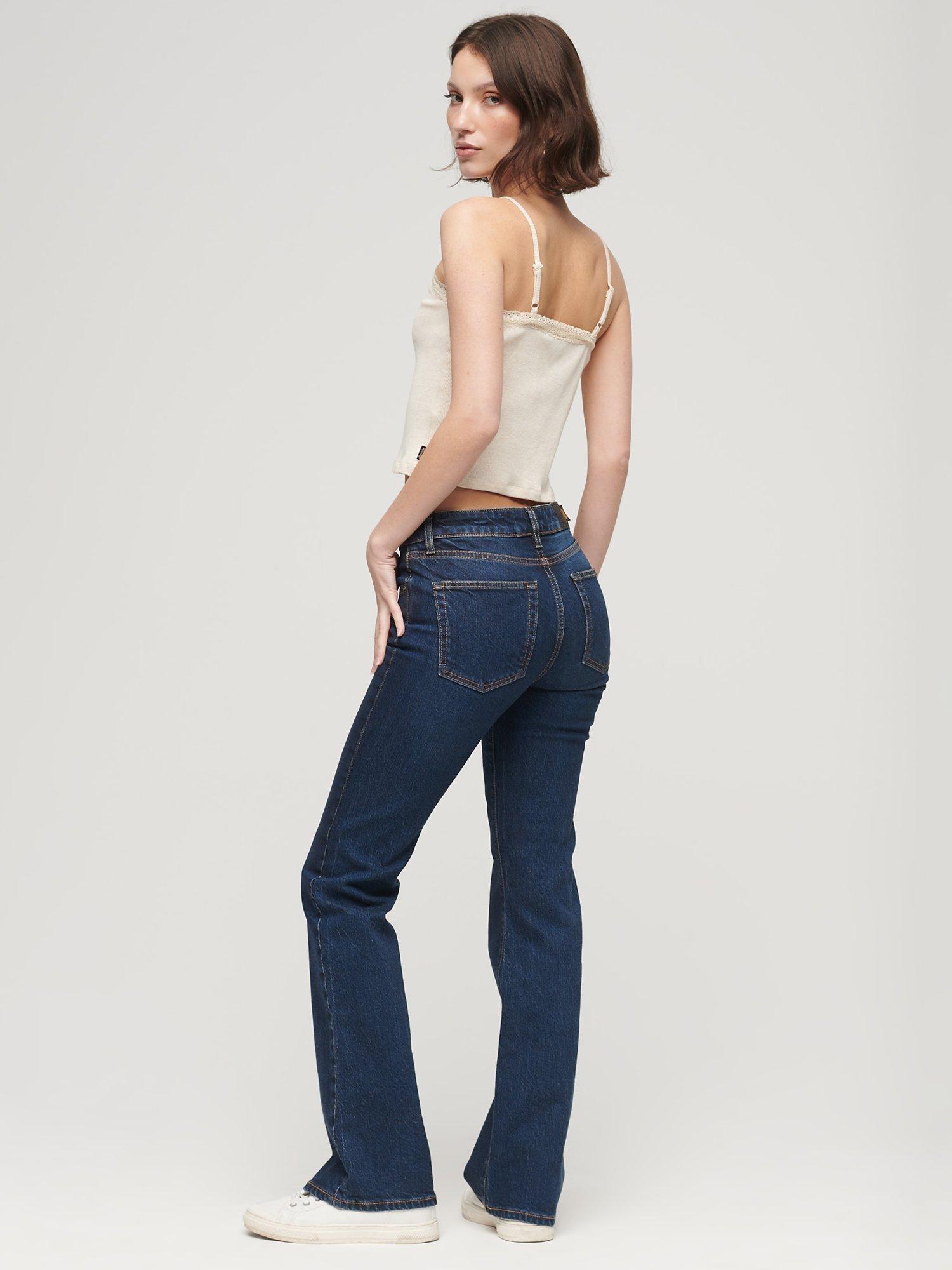 Product image 3 of 8, which shows Superdry Organic Cotton Mid Rise Slim Flare Jeans, Van Dyke Mid Used, W34/L30