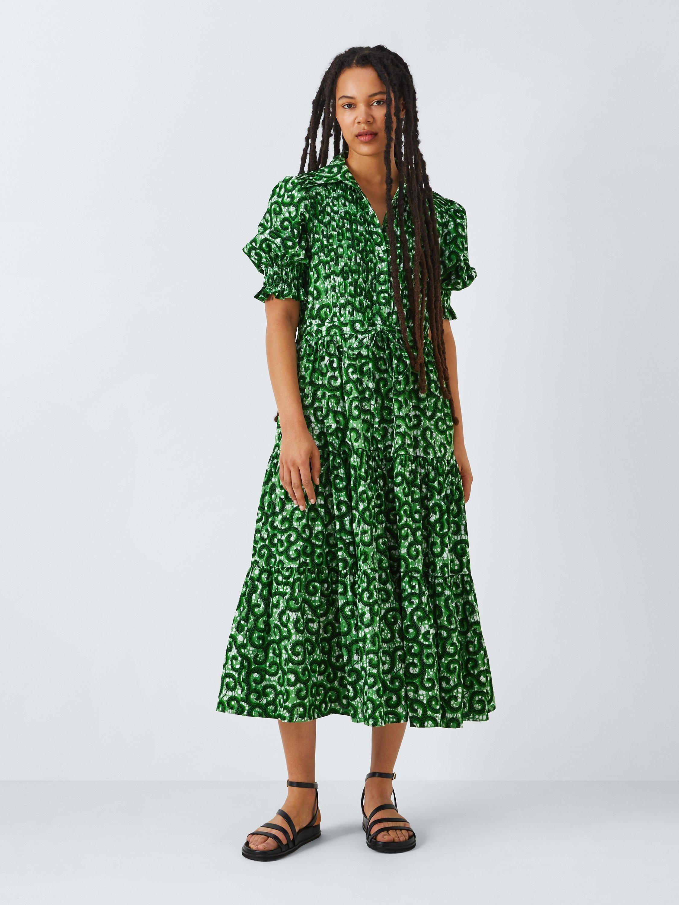 Kemi Telford Swirl Print Shirt Dress, Green/Multi