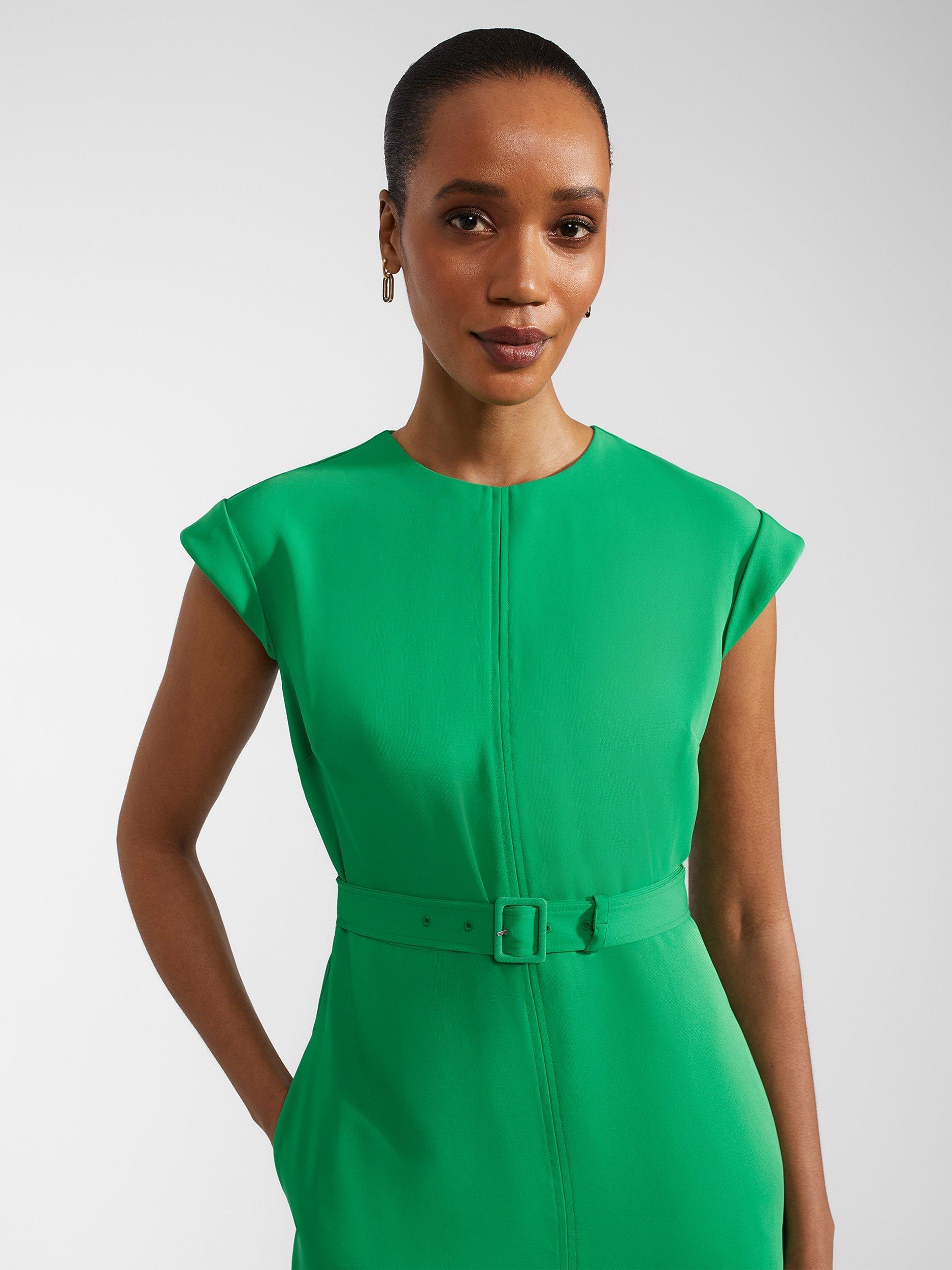 Hobbs Meera Midi Flared Dress, Cilantro Green, 10