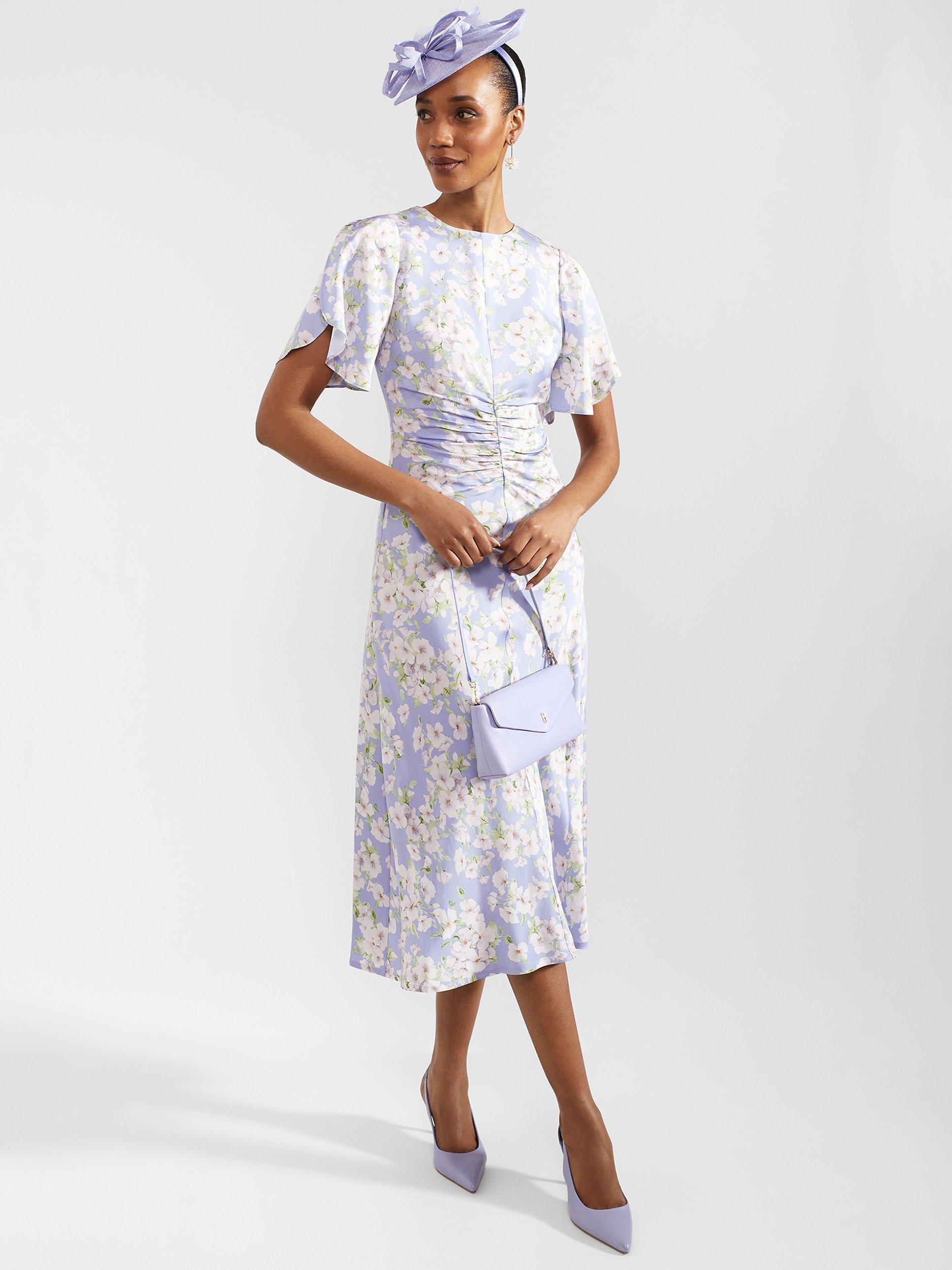 Product image 4 of 5, which shows Hobbs Vita Floral Print Midi Dress, Blue/Multi, 12