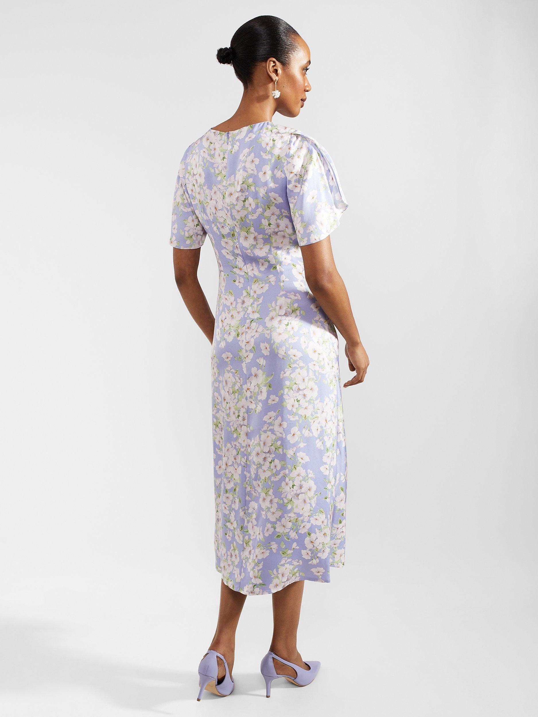 Product image 2 of 5, which shows Hobbs Vita Floral Print Midi Dress, Blue/Multi, 12