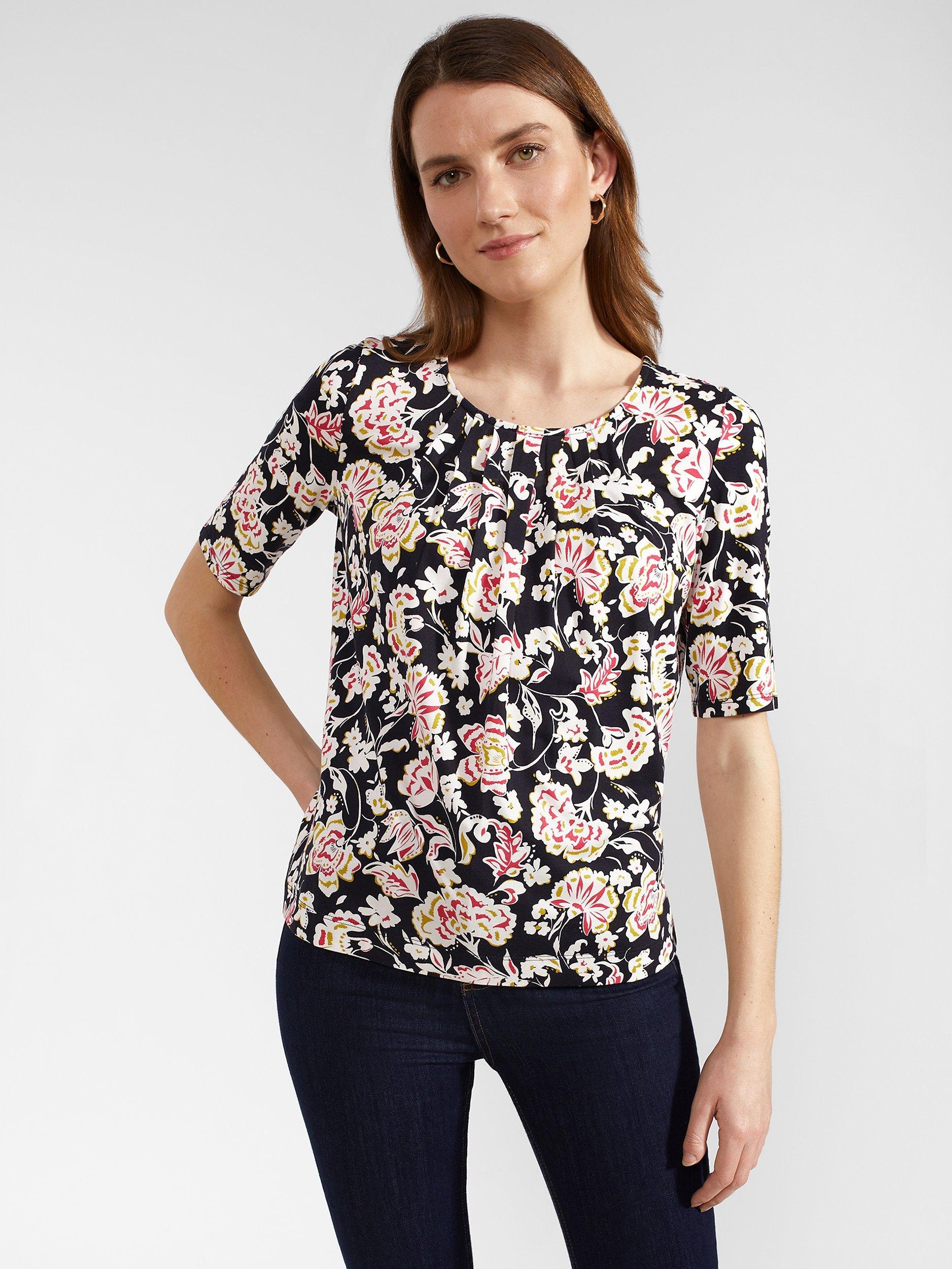 Hobbs Jacqueline Ecovero Floral Top, Navy Damask/Multi