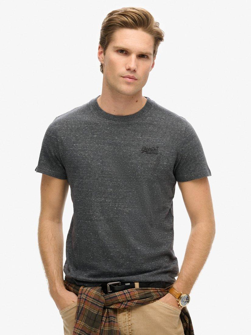 Product image 1 of 7, which shows Superdry Organic Cotton Essential Logo T-Shirt, Charcoal Heather, XS
