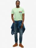 Superdry Cali Striped Logo T-Shirt, Neon Mint Green Slub