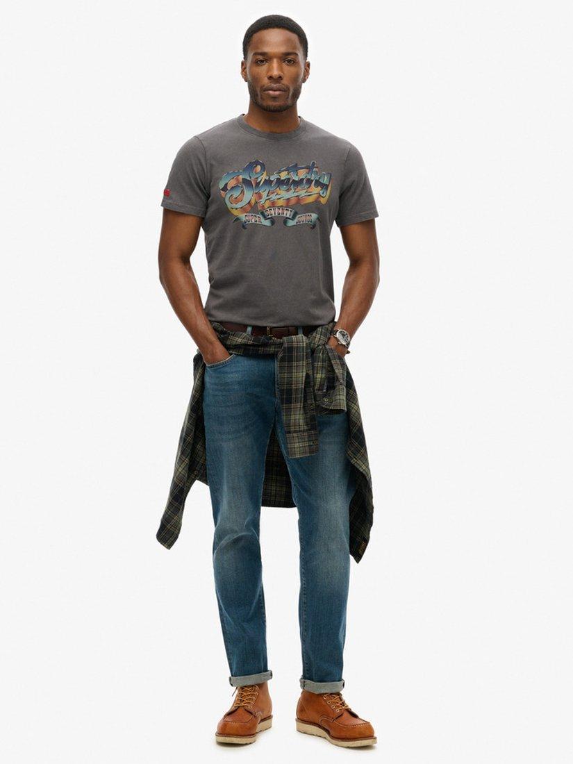 Product image 2 of 5, which shows Superdry Rock Graphic Band T-Shirt, Charcoal Grey, M