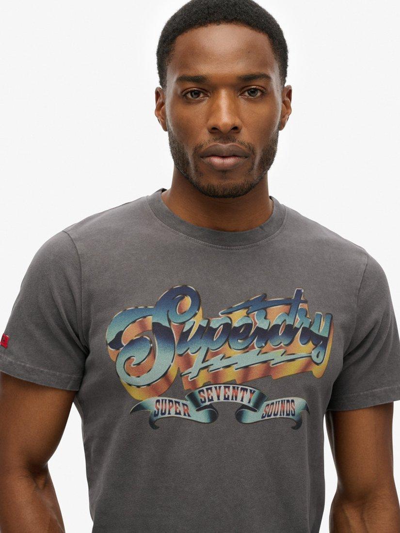 Product image 4 of 5, which shows Superdry Rock Graphic Band T-Shirt, Charcoal Grey, M