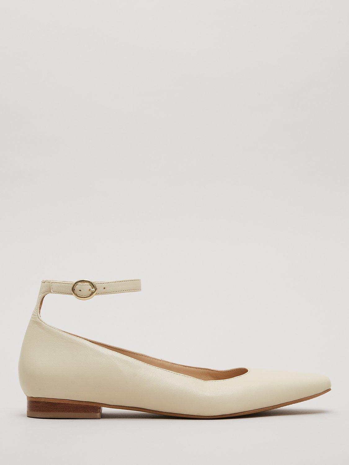 Phase Eight Leather Almond Toe Ballerina Pumps Neutral