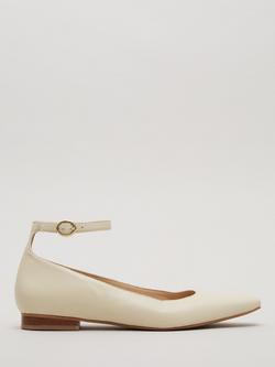 Phase Eight Leather Almond Toe Ballerina Pumps, Neutral, Neutral