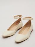 Phase Eight Leather Almond Toe Ballerina Pumps, Neutral