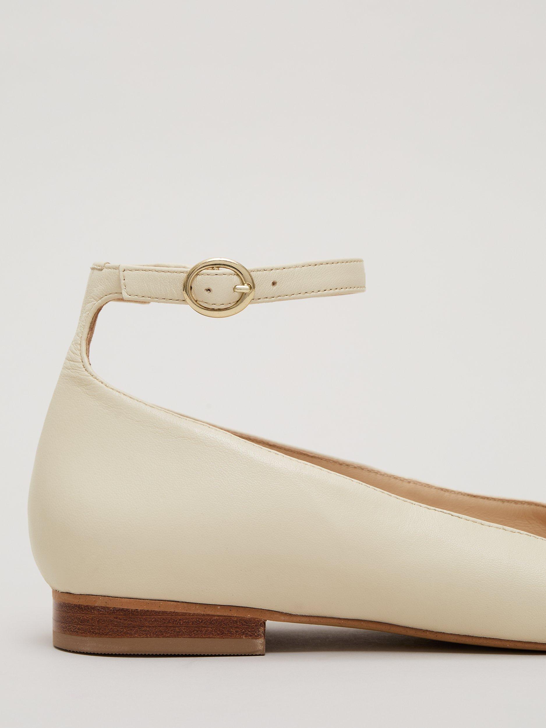 Product image 3 of 8, which shows Phase Eight Leather Almond Toe Ballerina Pumps, Neutral, EU36