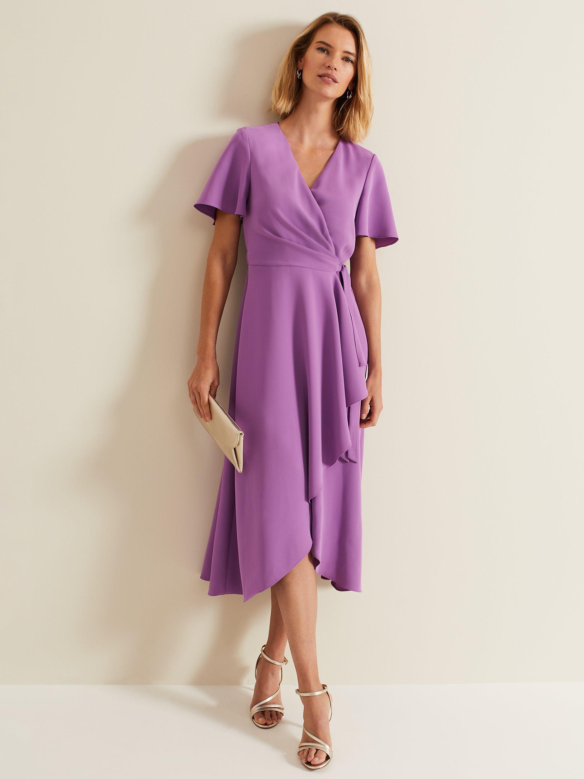 Product image 1 of 7, which shows Phase Eight Julissa Wrap Midi Dress, Purple, 6