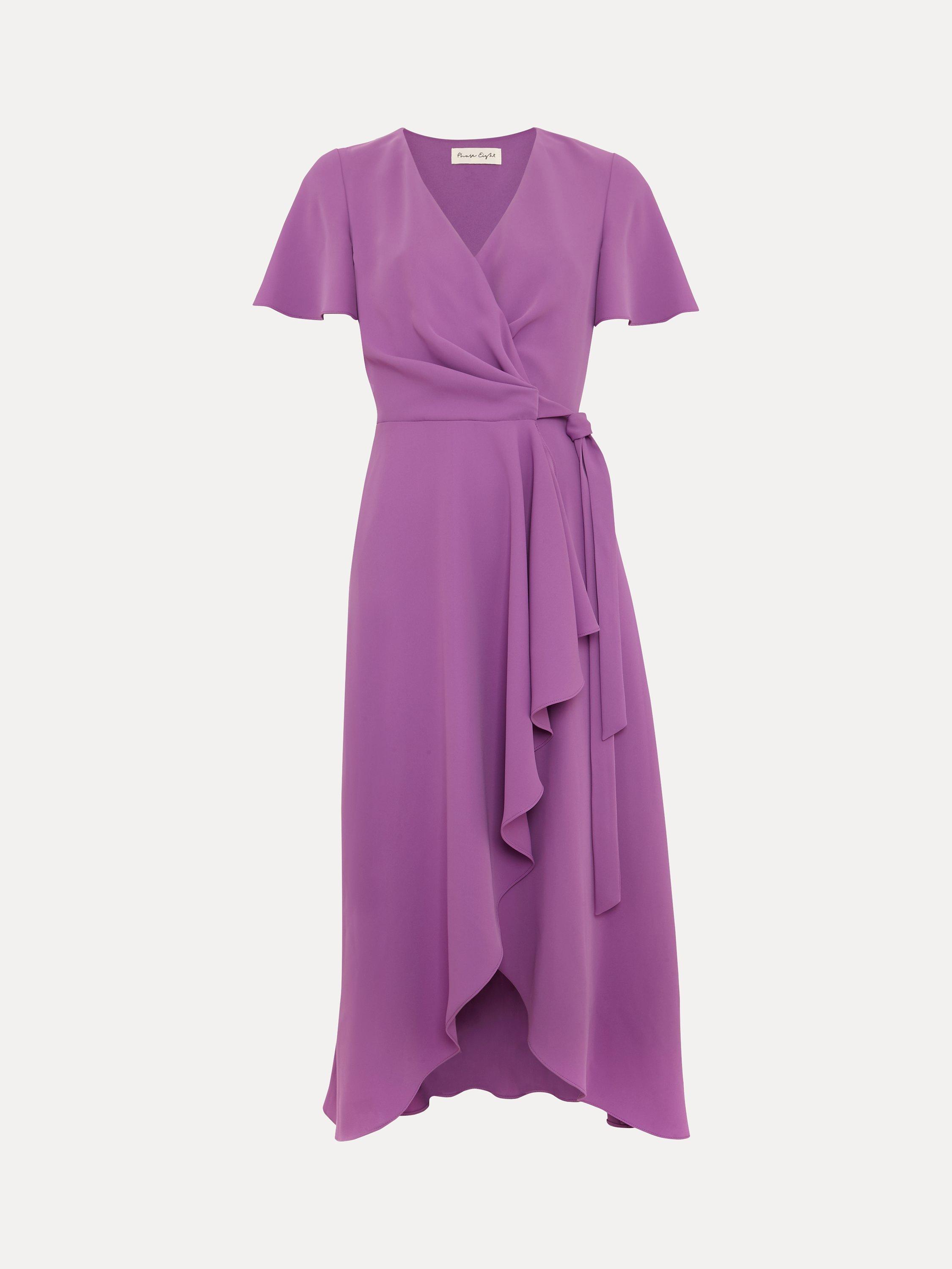 Product image 5 of 7, which shows Phase Eight Julissa Wrap Midi Dress, Purple, 6