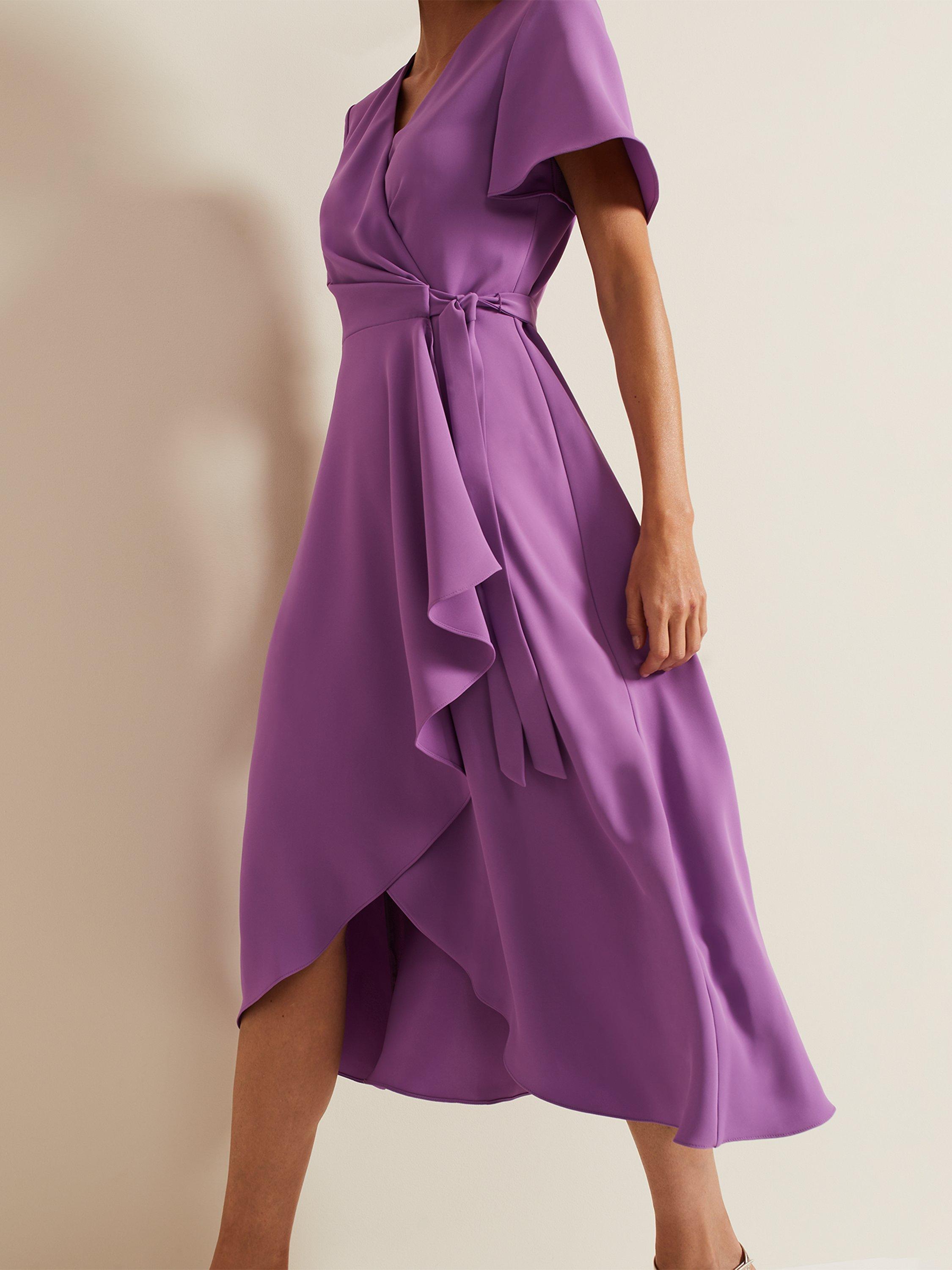 Product image 7 of 7, which shows Phase Eight Julissa Wrap Midi Dress, Purple, 6