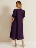 Phase Eight Lotty Puff Sleeve Midi Dress, Purple