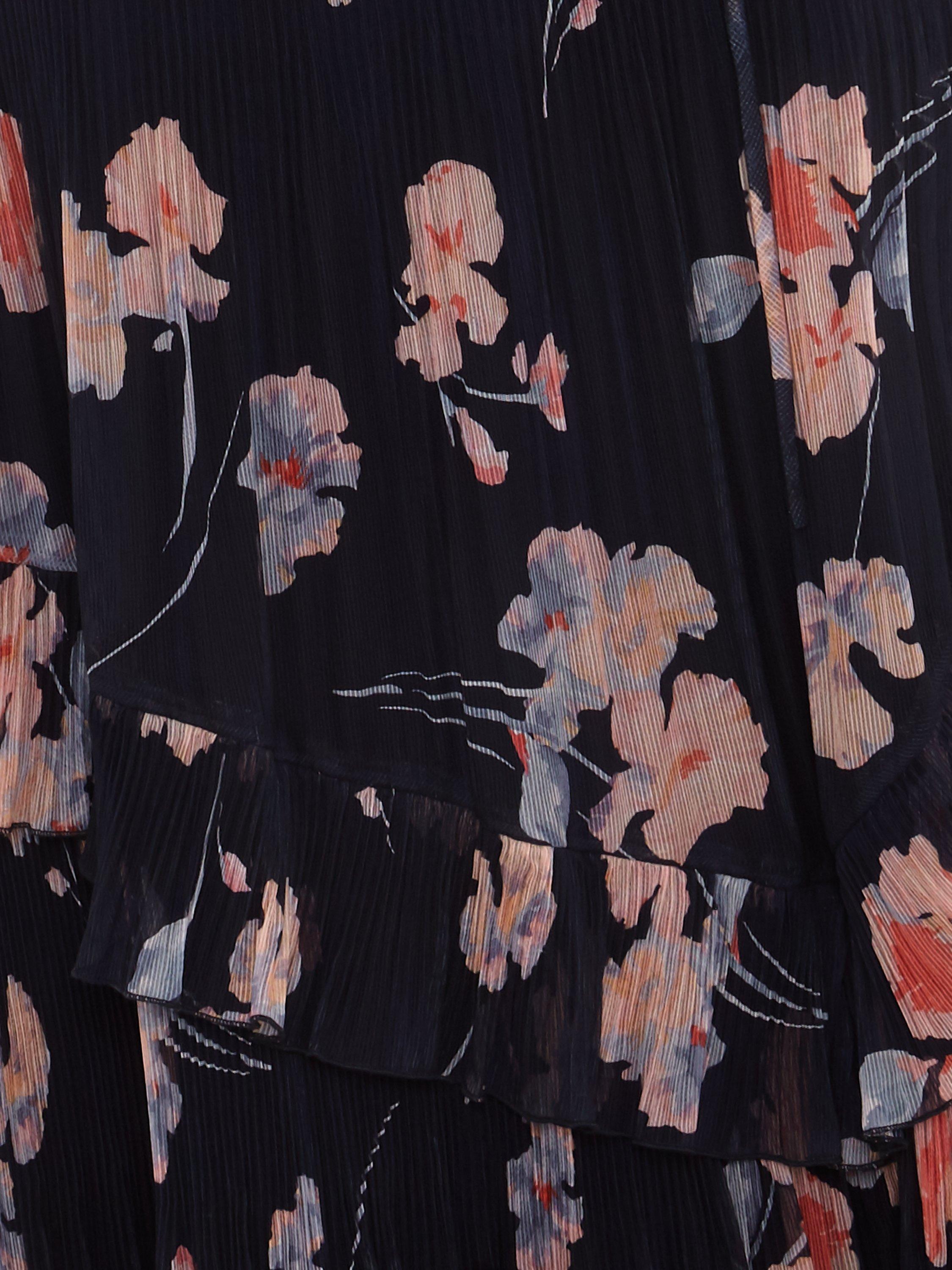 Product image 5 of 8, which shows Phase Eight Bridie Floral Print Plisse Midi Dress, Navy/Multi, 16