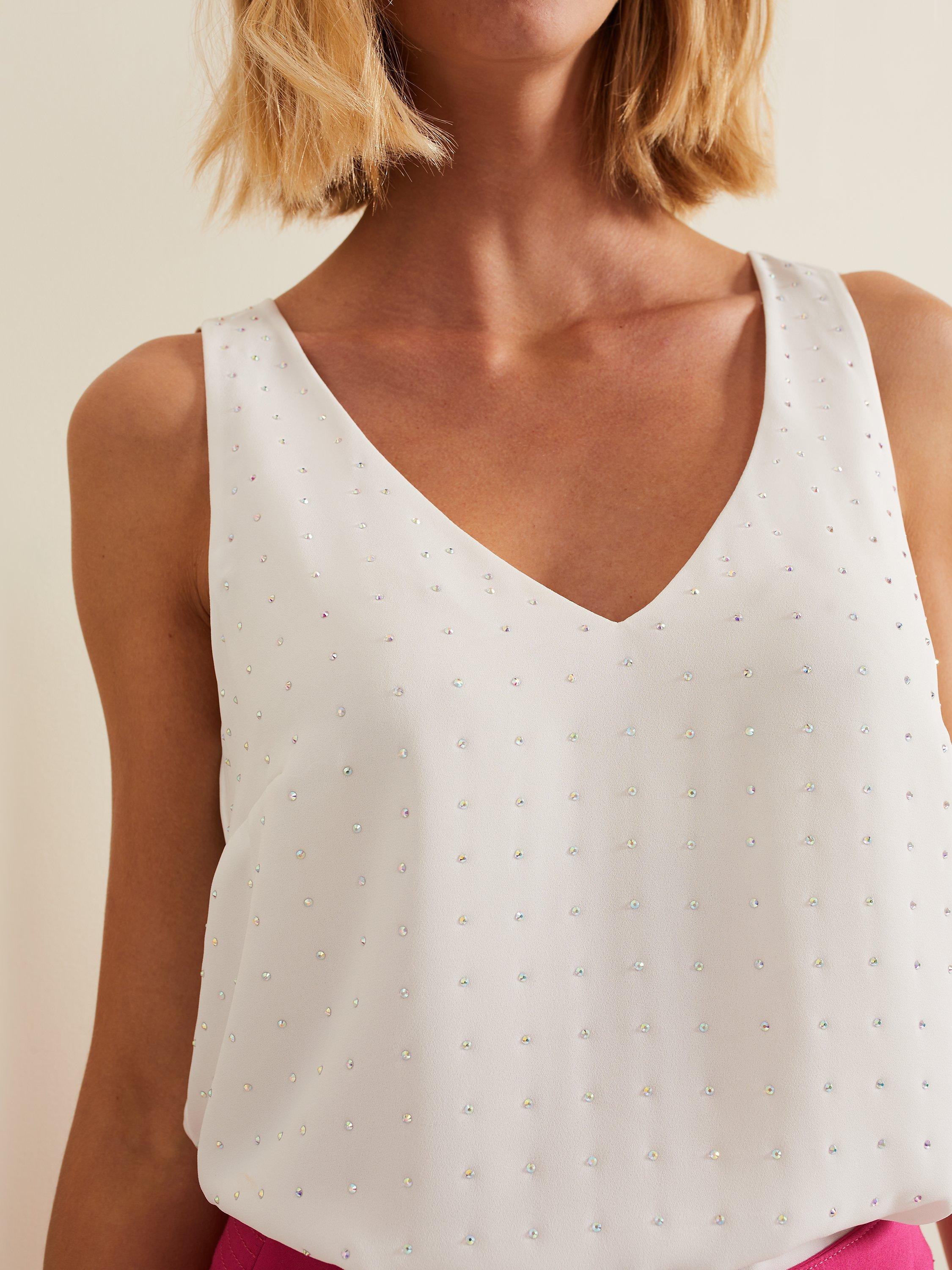 Product image 7 of 8, which shows Phase Eight Hayley Hotfix Vest Top, Nude, 8