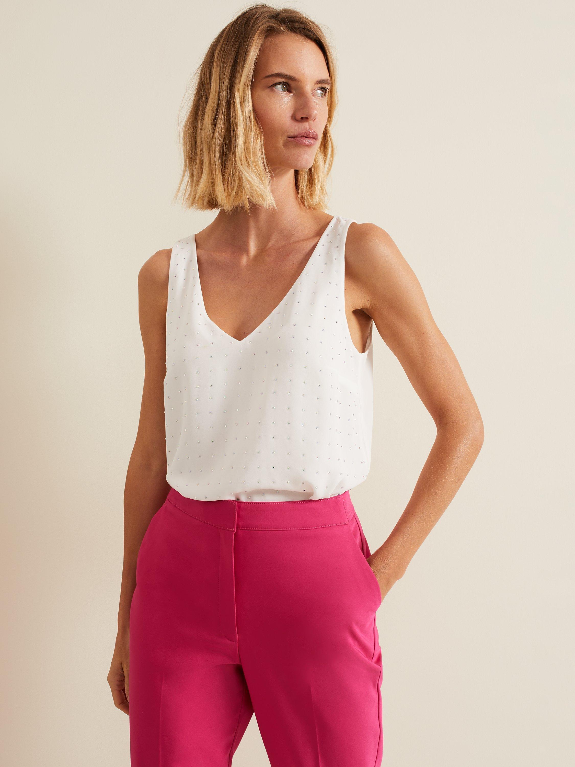 Product image 8 of 8, which shows Phase Eight Hayley Hotfix Vest Top, Nude, 8