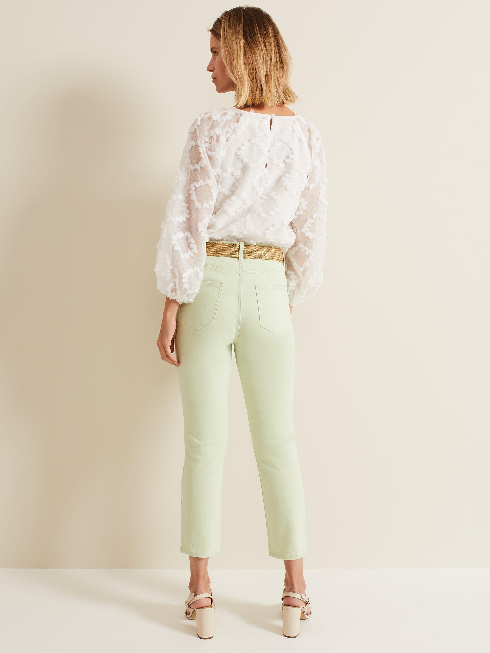 Product image 2 of 8, which shows Phase Eight Lindsey Cropped Straight Leg Jeans, Green, 18