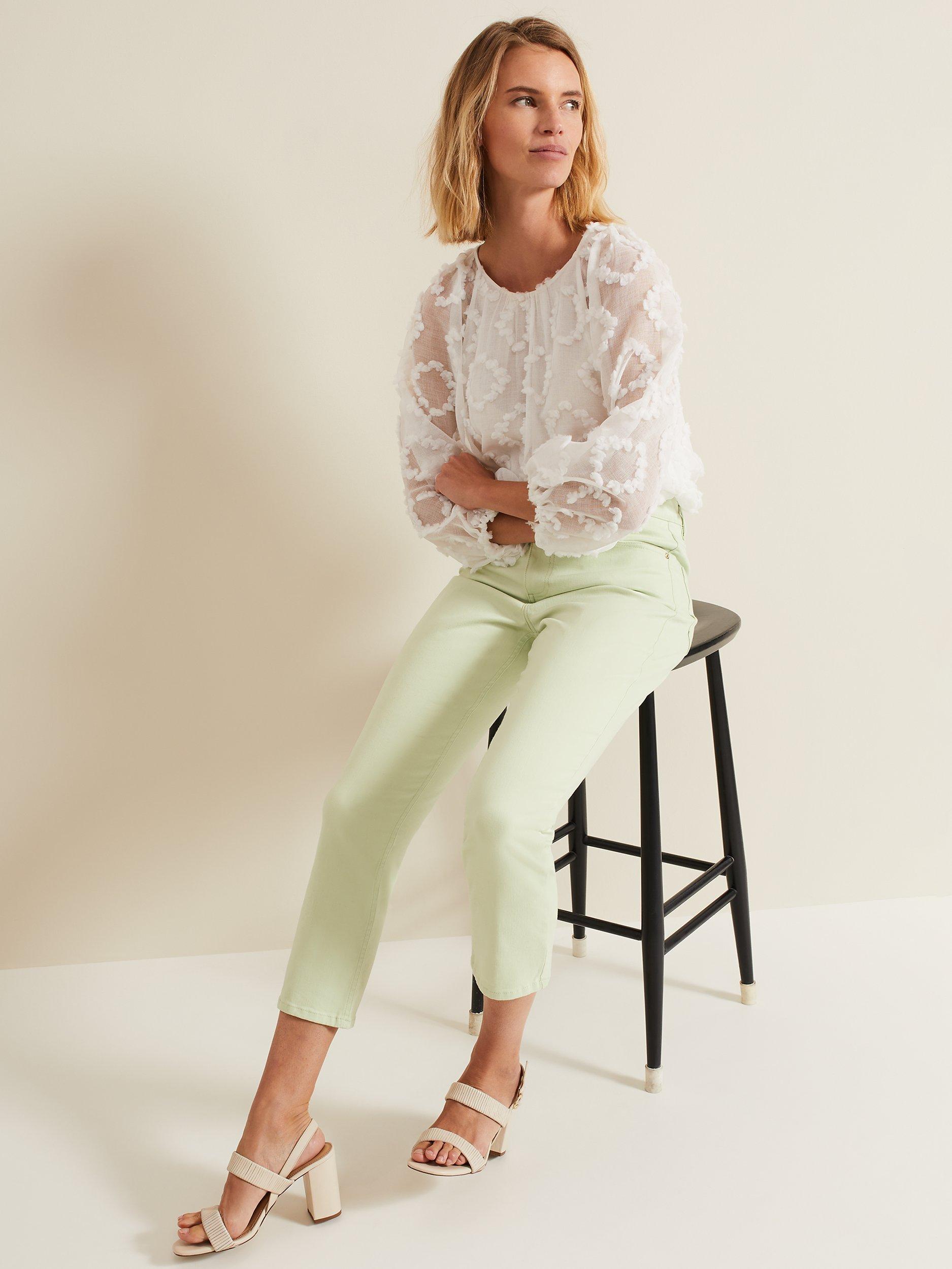 Product image 8 of 8, which shows Phase Eight Lindsey Cropped Straight Leg Jeans, Green, 18