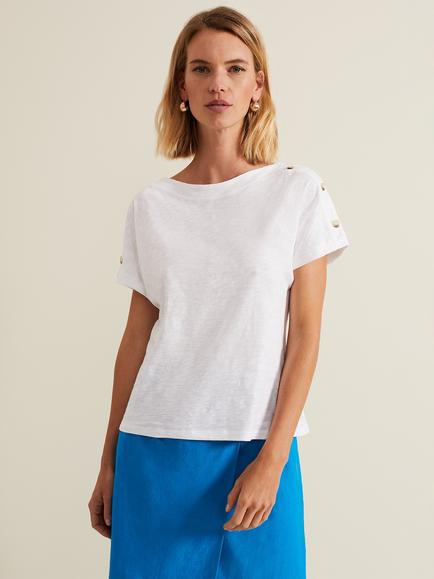 Phase Eight Suzie Button Detail Top, White, White