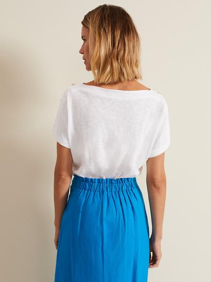 Phase Eight Suzie Button Detail Top, White - view 2, White