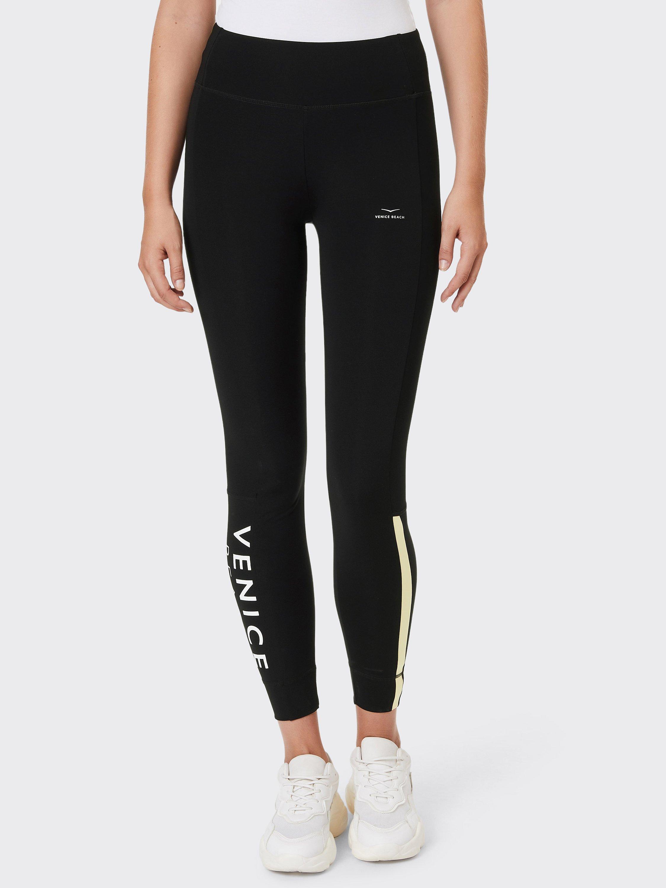 Product image 1 of 7, which shows Venice Beach Romina 1/1 Leggings, Black/Sunshine, XS