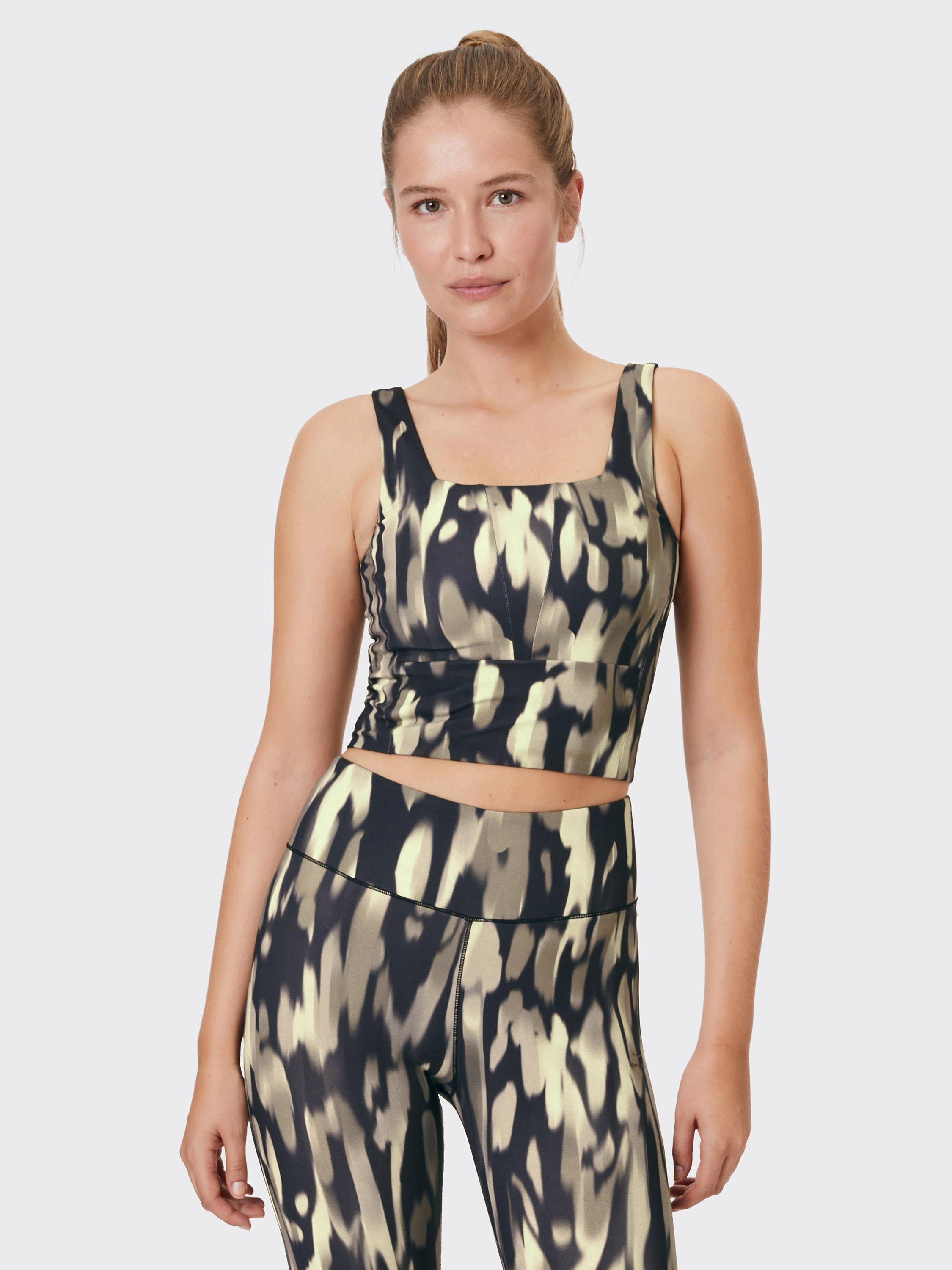 Product image 1 of 7, which shows Venice Beach Aaliyah Cropped Sports Top, AOP Desert Tone, S