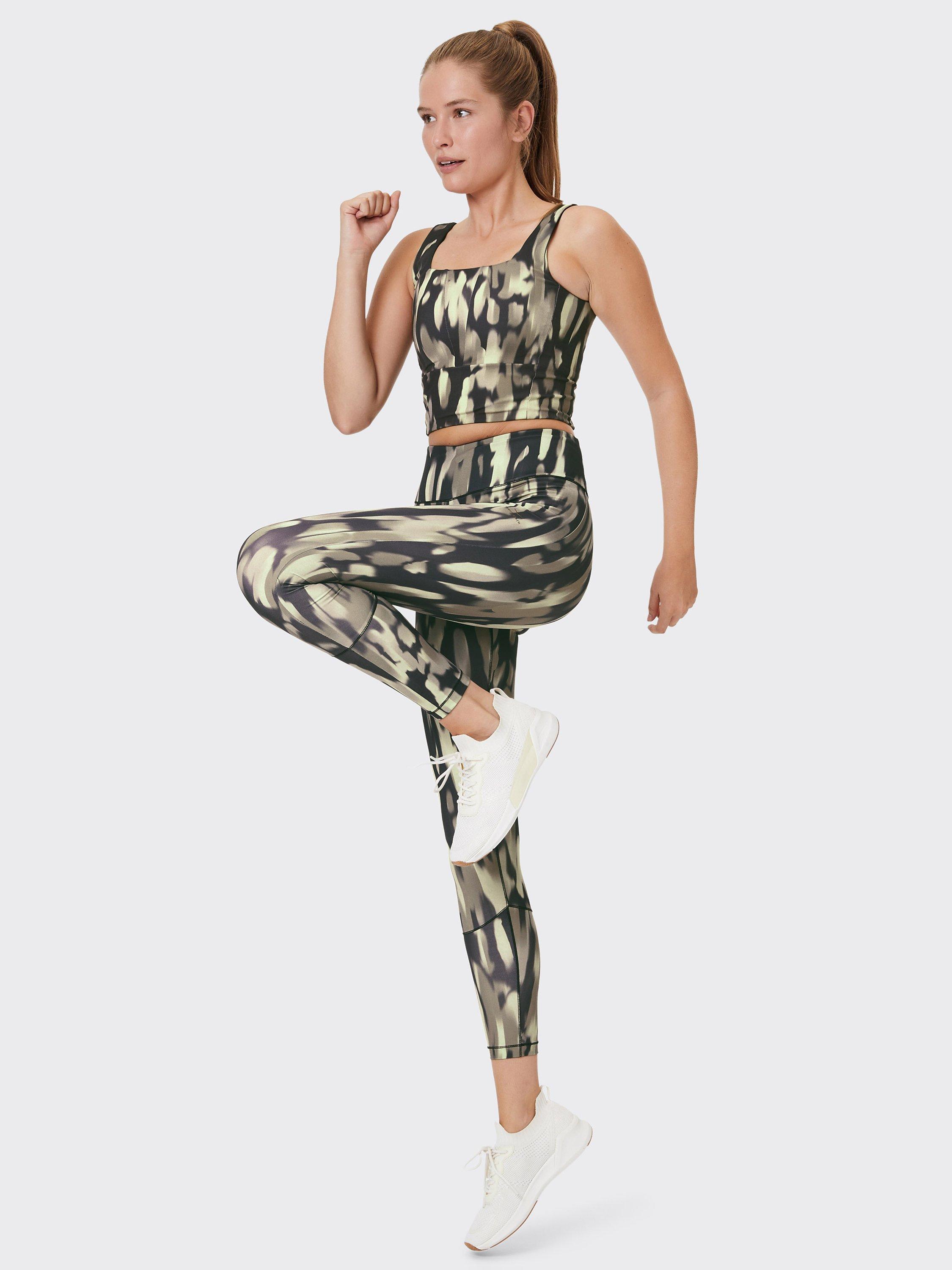 Product image 3 of 7, which shows Venice Beach Aaliyah Cropped Sports Top, AOP Desert Tone, S