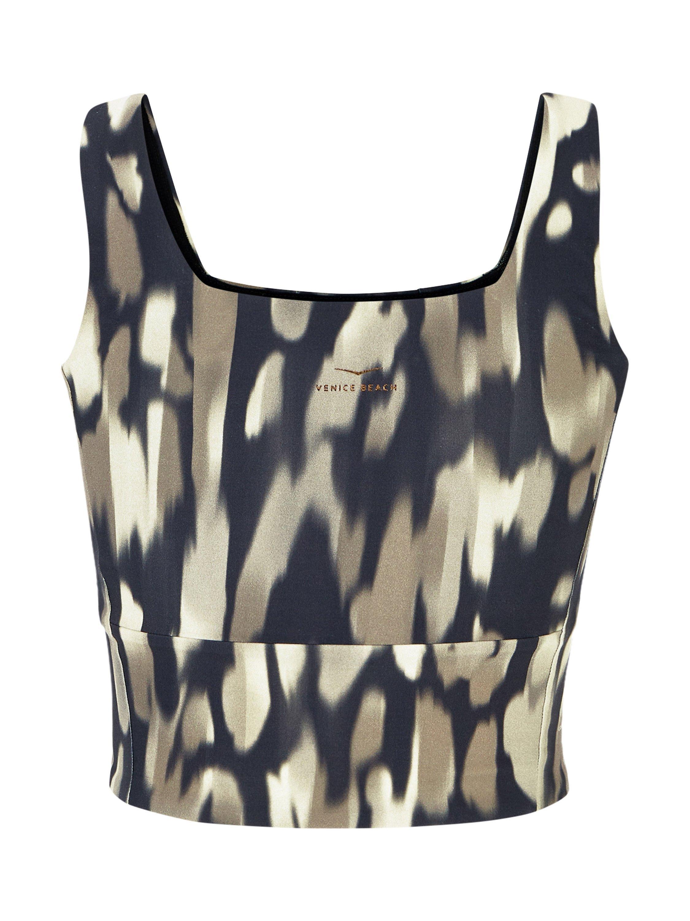 Product image 5 of 7, which shows Venice Beach Aaliyah Cropped Sports Top, AOP Desert Tone, S