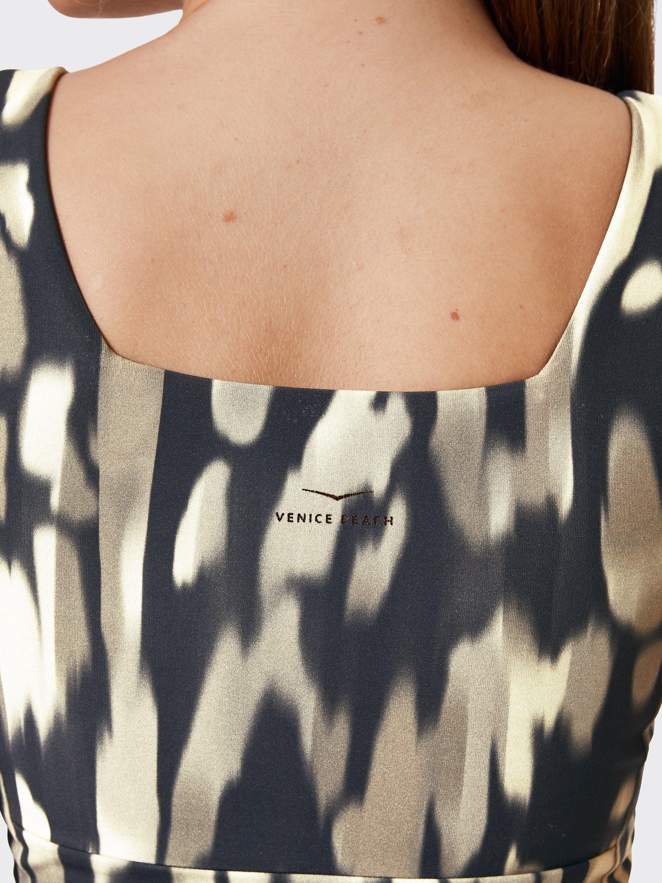 Product image 7 of 7, which shows Venice Beach Aaliyah Cropped Sports Top, AOP Desert Tone, S