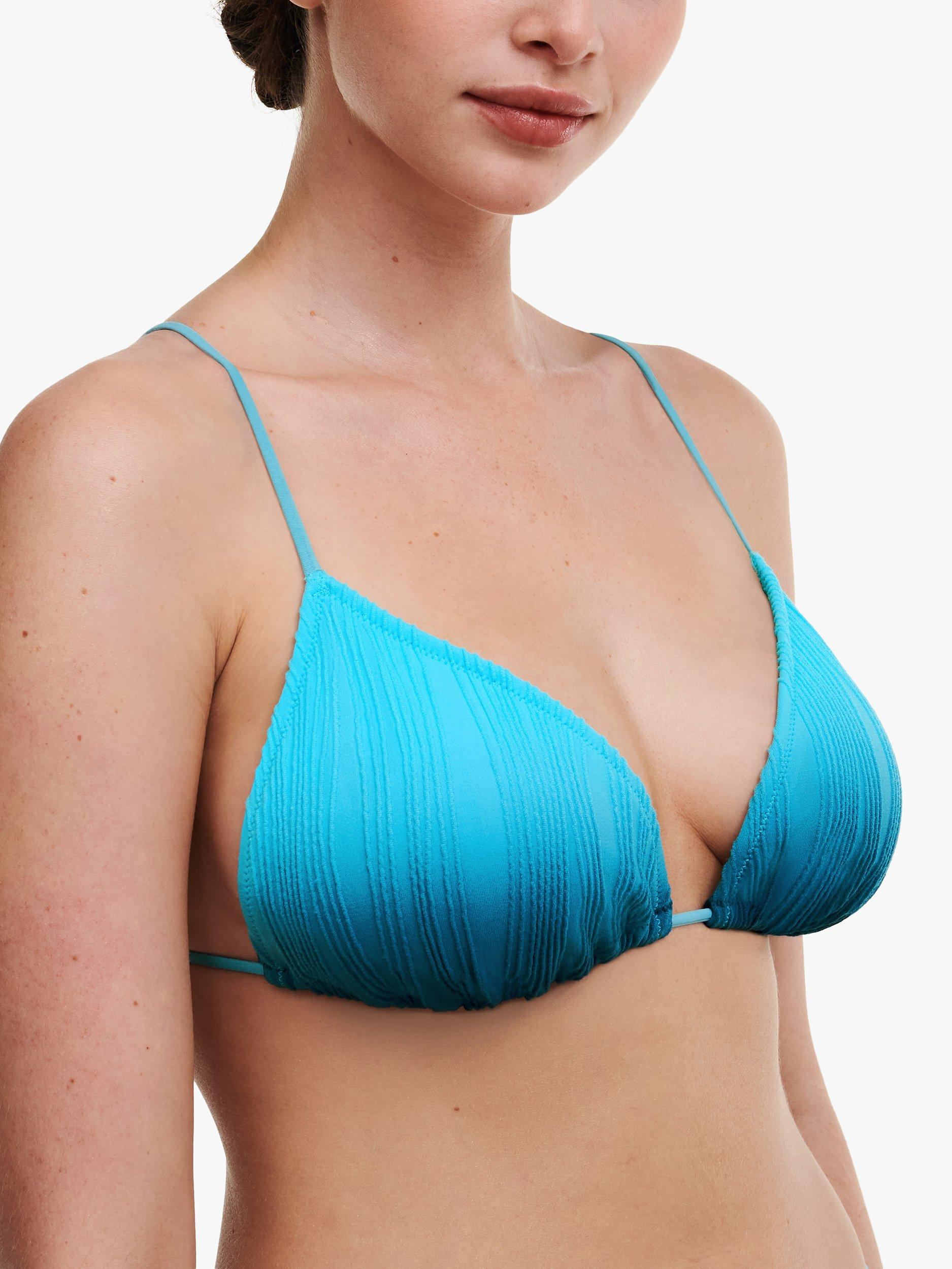 Product image 3 of 5, which shows Chantelle Pulp Swimwear Textured Triangle Bikini Top, Blue, XS-S