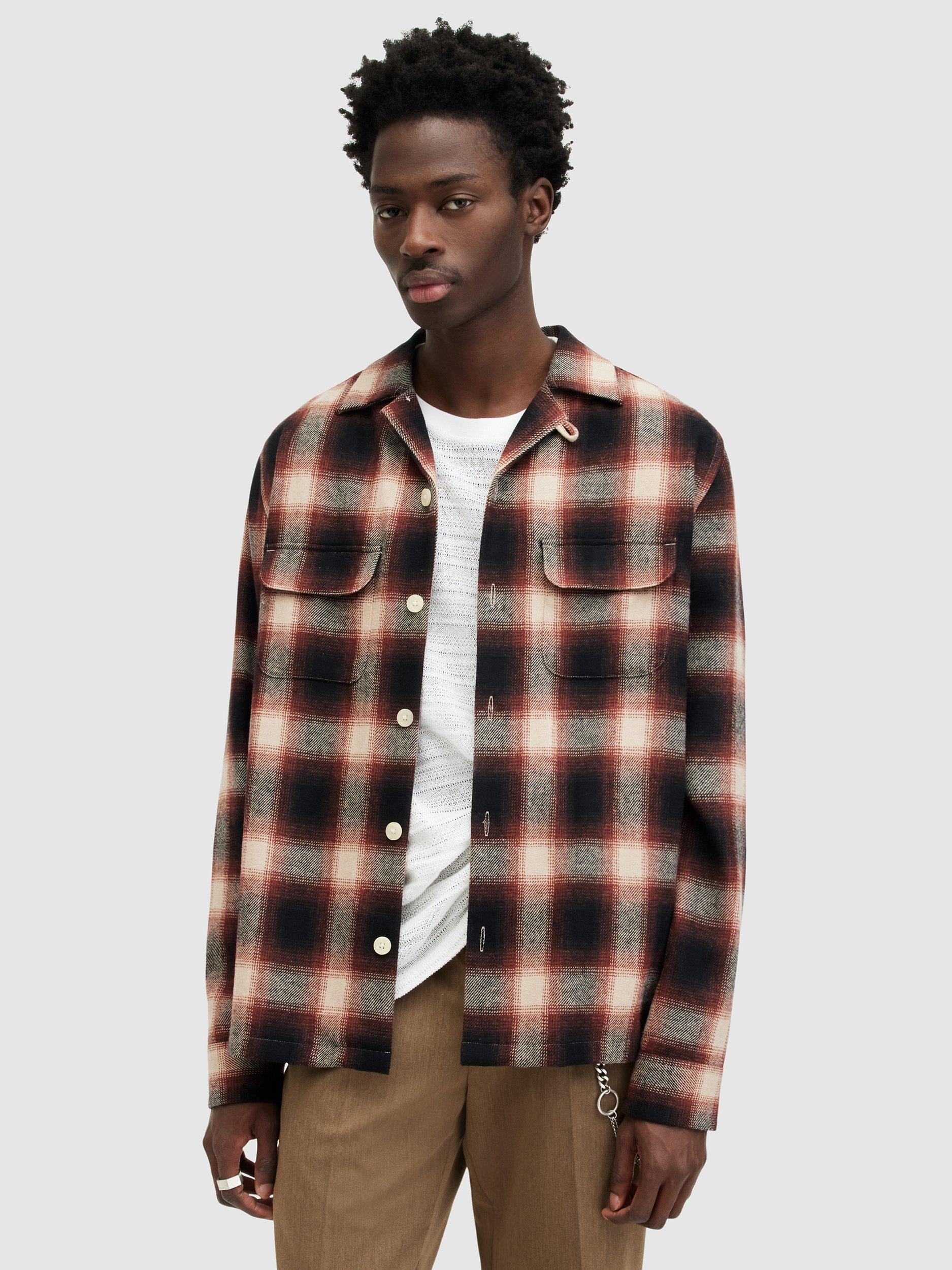 AllSaints Fortunado Long Sleeve Shirt, Red/Multi